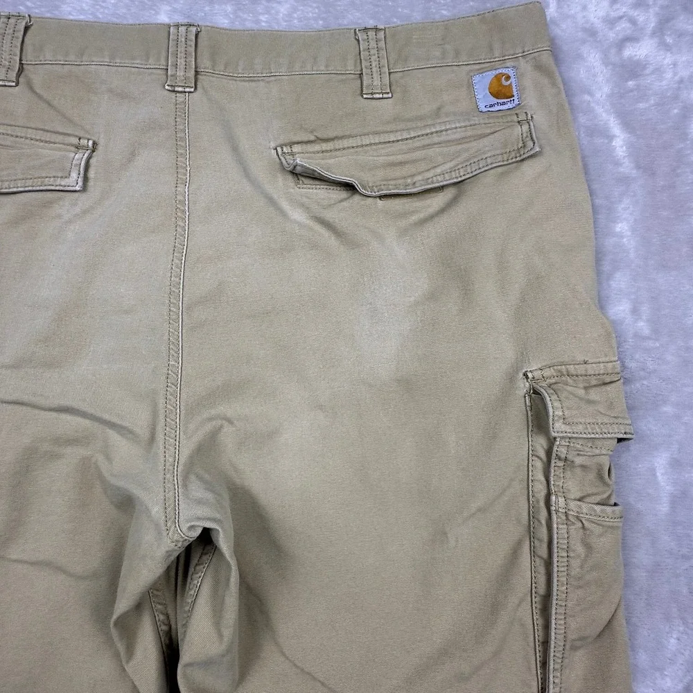 Carhartt Mens Relaxed Fit Cargo Pants Tan Canvas Workwear 40x32 Distressed READ